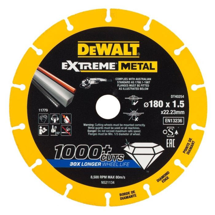 DeWALT - Disc diamantat pentru metal/otel EXTREME, 180x22.23x1.5mm [DT40254-QZ]