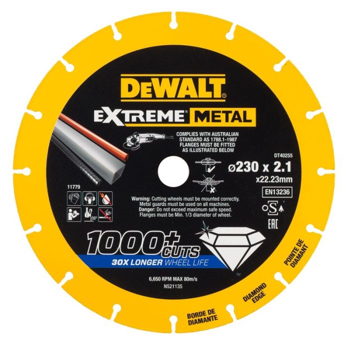 DeWALT - Disc diamantat pentru metal/otel EXTREME, 230x22.23x2.1mm [DT40255-QZ]