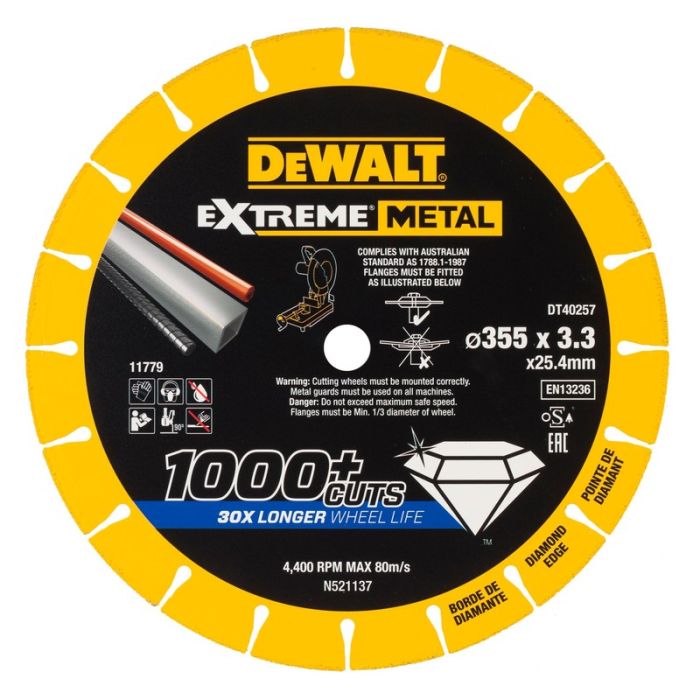 DeWALT - Disc diamantat pentru metal/otel EXTREME, 355x25.4x3.3mm [DT40257-QZ]