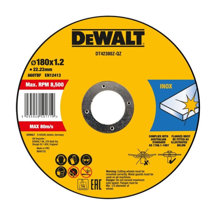 DeWALT - Disc debitare inox, 180x1.6x22.23mm [DT42380Z-QZ]