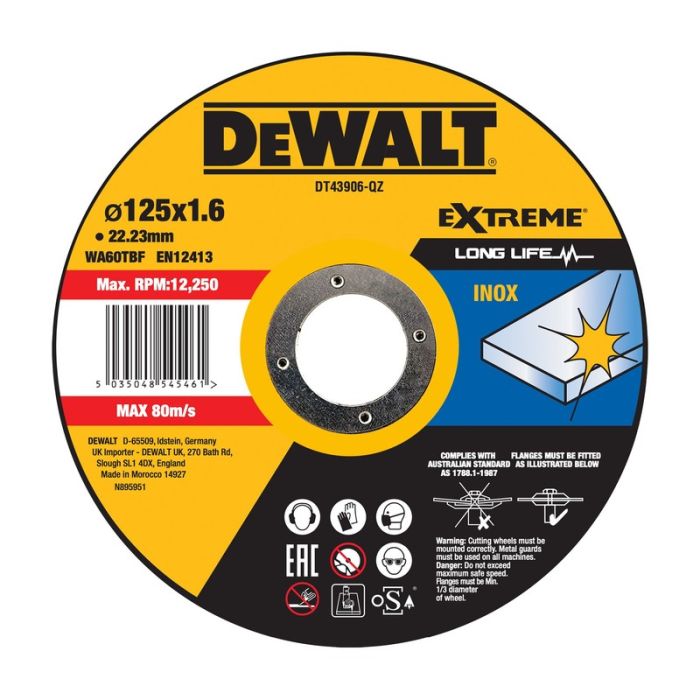 DeWALT - Disc pentru taiere inox 125x1.6mm [DT43906-QZ]