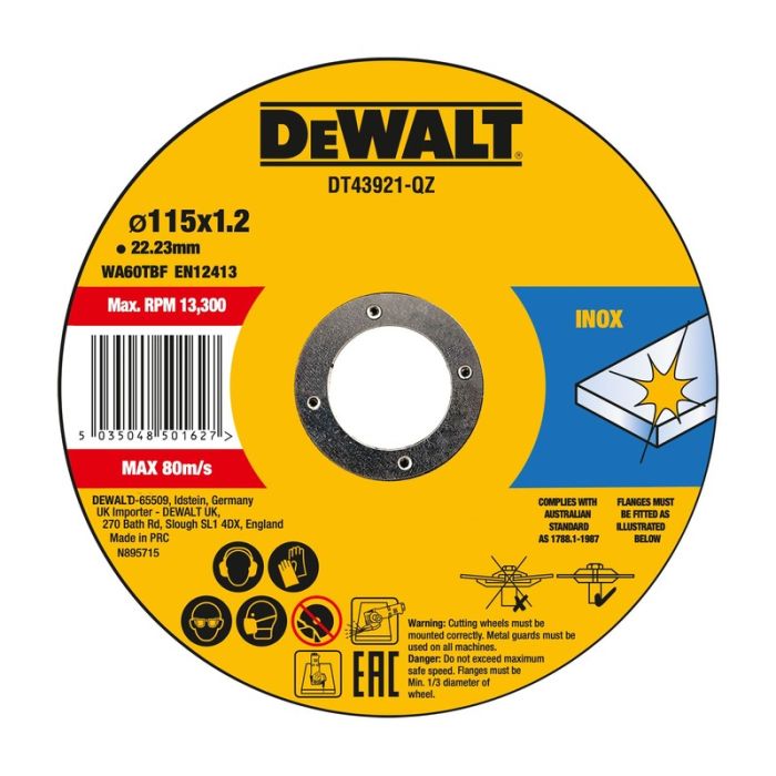 DeWALT - Disc debitare metal, 115x22.23x1.2mm, 10 bucati [DT43921-QZ]