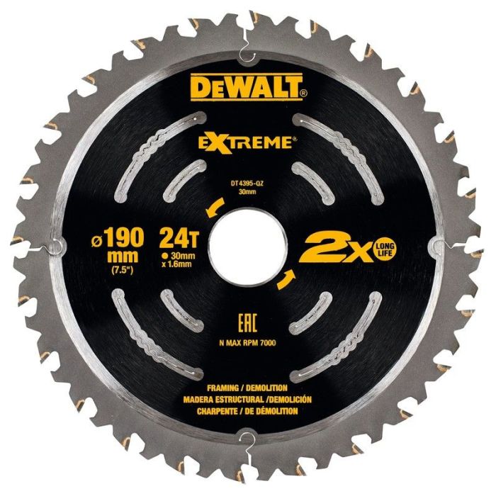 DeWALT - Panza fierastrau circular EXTREME, 190mm, 24 dinti [DT4395-QZ]