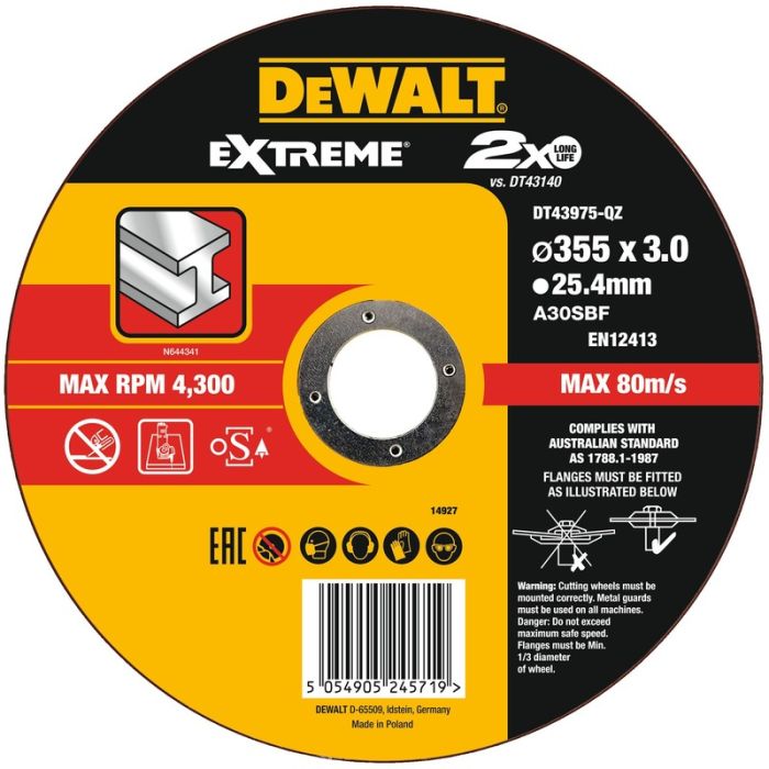 DeWALT - Disc debitare otel EXTREME, 355x25.4x3mm [DT43975-QZ]