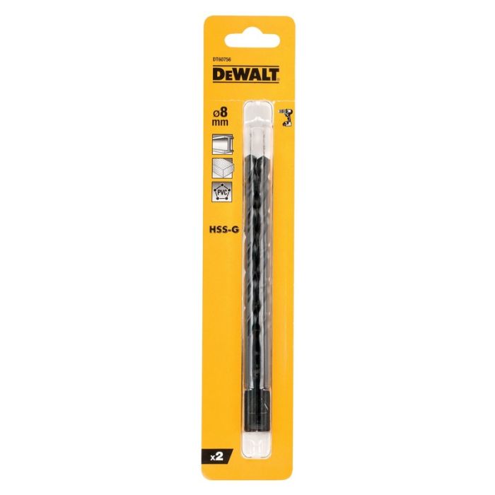 DeWALT - Burghiu HSS-G lung, 8x165mm, 2 bucati [DT60756-QZ]