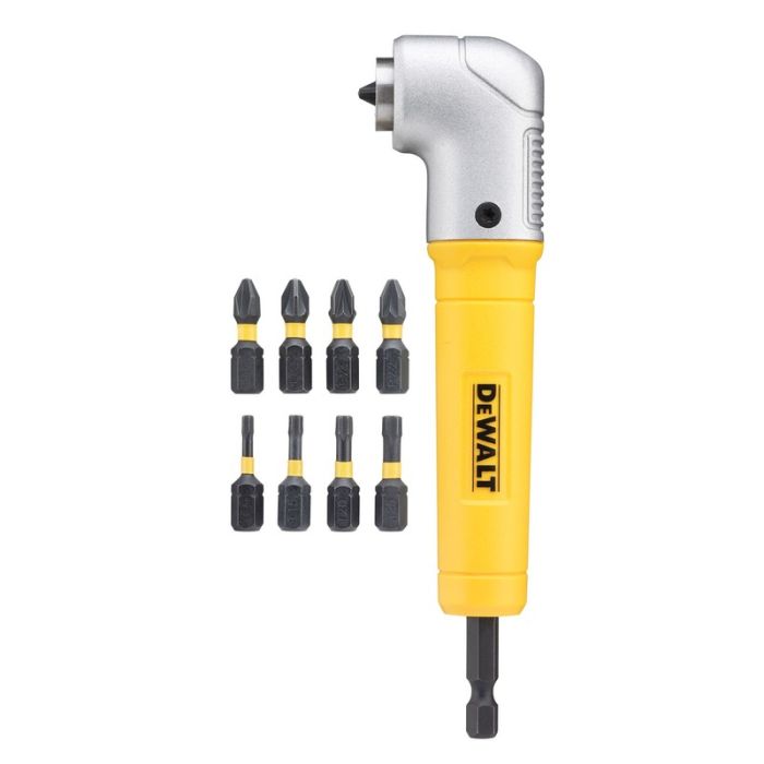 DeWALT - Adaptor unghi drept cu 9 biti pentru impact 25mm: PZ2 x 3, PH2 x 2, T10, T15, T20, T25 [DT71517T-QZ]