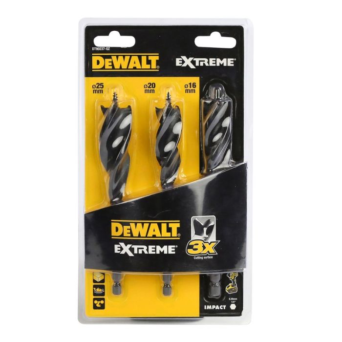 DeWALT - Burghie cu 3 caneluri EXTREME, 16/20/25x152mm, 3 piese [DT90237-QZ]