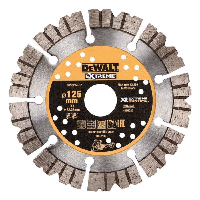 DeWALT - Disc diamantat segmentat EXTREME RUNTIME, 125x22.23mm [DT90294-QZ]