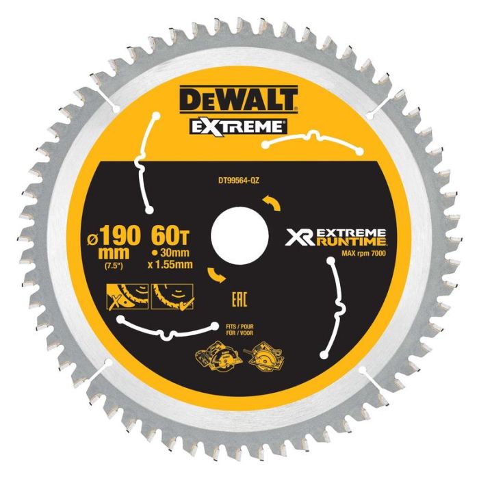 DeWALT - Panza fierastrau circular EXTREME, 190x30x1.55mm, 60 dinti [DT99564-QZ]