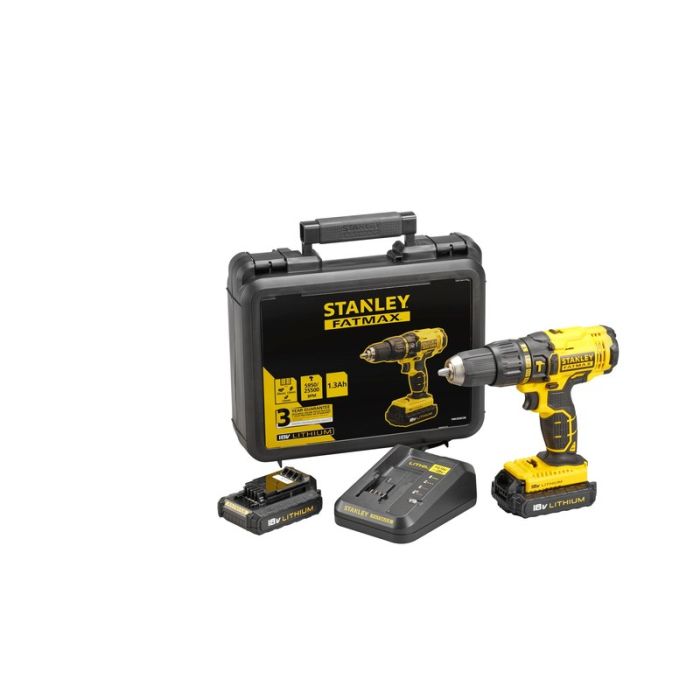 Stanley - Masina de gaurit si insurubat cu percutie FatMax 47Nm, cu acumulator Li-Ion 18V, 1.3Ah, valiza [FMC626C2K-QW]