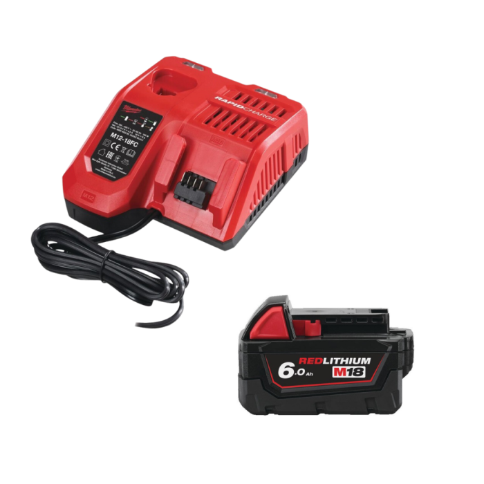 Milwaukee - Set acumulator Li-Ion M18B6, 18V, 6.0Ah + incarcator [MET-14332]