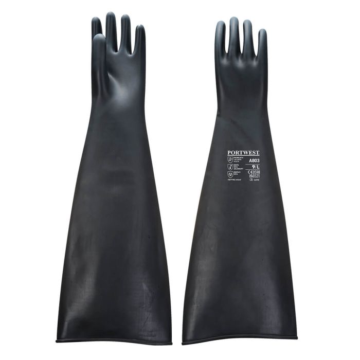 PORTWEST - Manusi Latex Cauciuc Heavyweight 60cm, negru, mas. XL [A803BKR-XL]