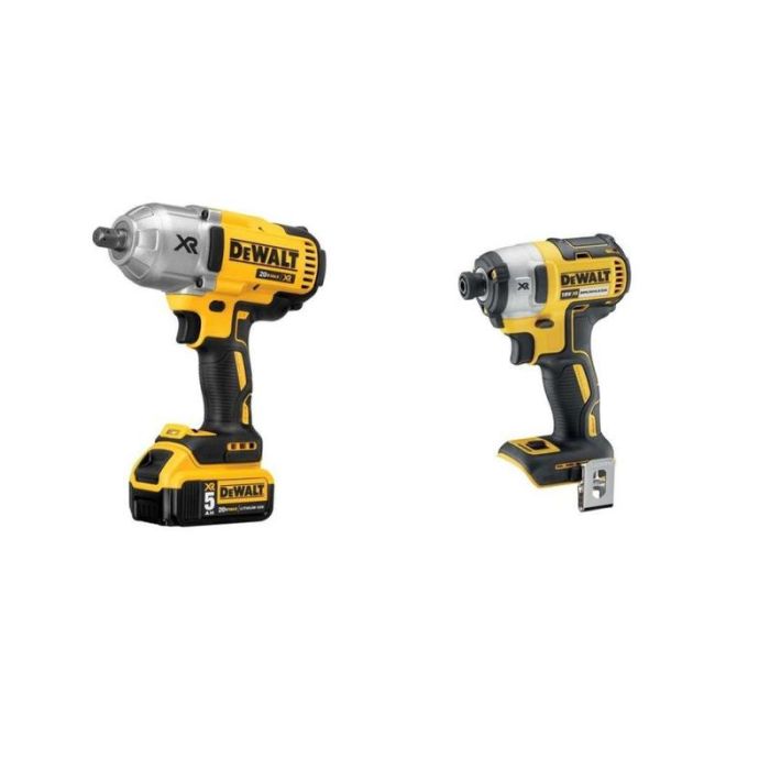 DeWALT - Set 2 scule DCF899P2 + DCF887NT Masina de insurubat cu impact.acum. XR Li-Ion 18V. 2x5.0Ah + Masina de insurubat cu impact 1/4" compatibila cu acum. Li-Ion XR 18V [MET-14078]