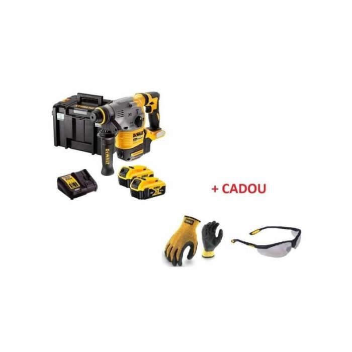 DeWALT - Ciocan rotopercutor ultra profesional cu 3 moduri de lucru si acumulator XR Li-Ion de 18V + CADOU (ochelari + manusi protectie) [MET-14080]