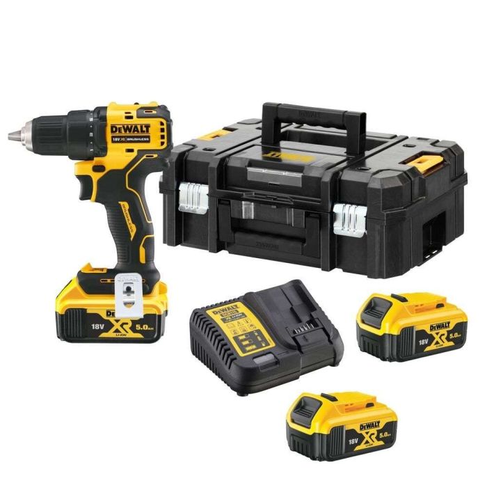 DeWALT - Masina de gaurit si insurubat 65Nm, cu 3 acumulatori Li-Ion XR 18V, 5.0Ah, incarcator, valiza [DCD708P3T-QW]