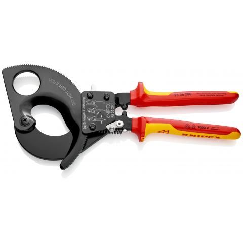 KNIPEX - Cleste pentru taiat cabluri - principiul clichetului 280 mm, VDE [9536280]