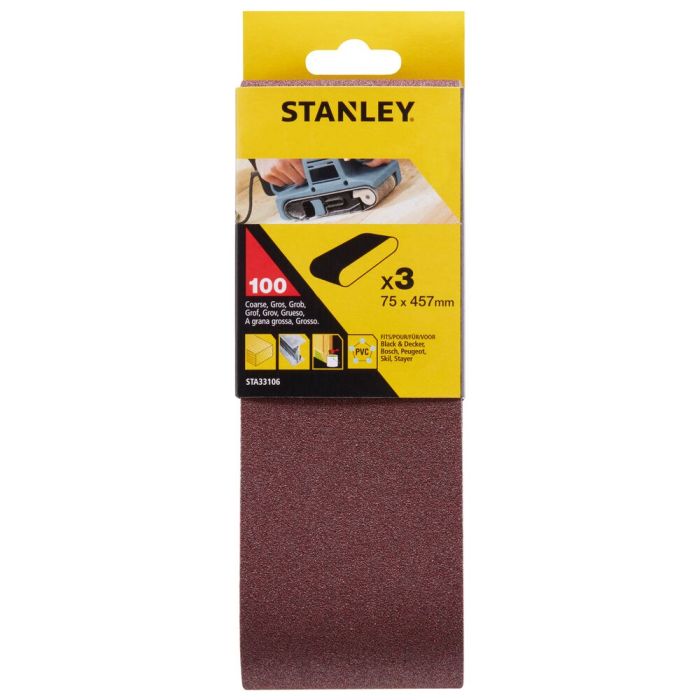 STANLEY - Benzi abrazive pentru slefuit 75x457mm, 100G, 3 bucati [STA33106-XJ]