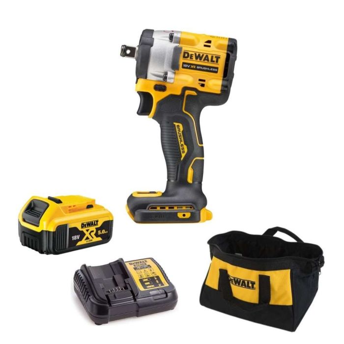 DeWALT - Masina de insurubat cu impact 406Nm, patrat 1/2", cu acumulator 18V, 5.0Ah, incarcator (DCF921) + geanta textila 33cm [MET-14178]