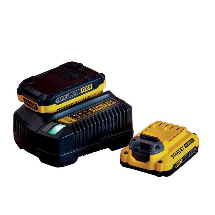 STANLEY - Set 2x acumulator Li-Ion FatMax V20, 18V, 2.0Ah + incarcator [SFMCB12D2-QW]