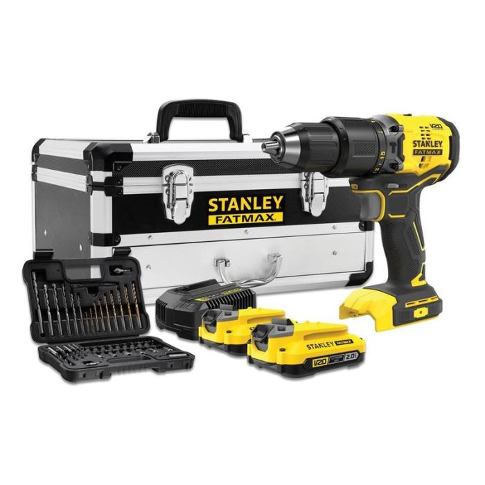 STANLEY - Masina de gaurit si insurubat cu percutie 60Nm, cu 2 acumulatori 18V, 2.0Ah, incarcator, valiza metalica + trusa 50 accesorii [SFMCD715D2F-QW]