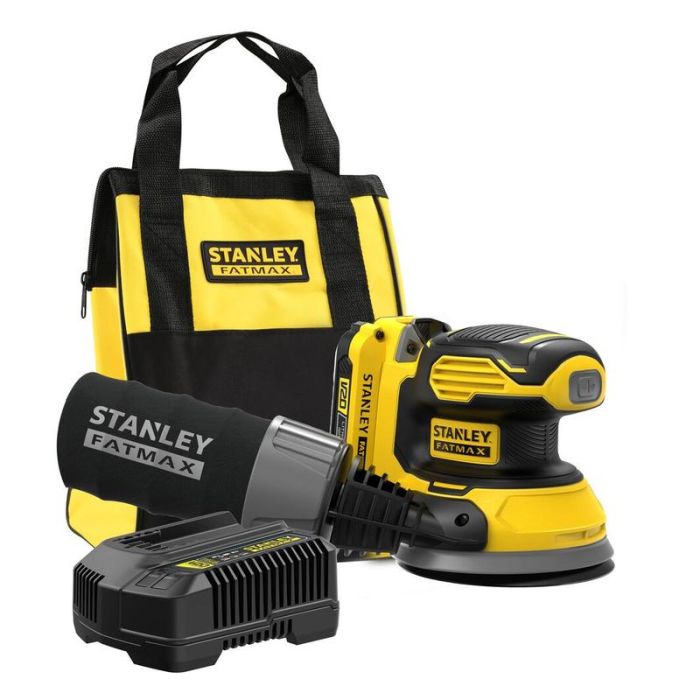 STANLEY - Slefuitor orbital cu acumulator 18V, 2.0Ah, 125mm, valiza [SFMCW220D1S-QW]