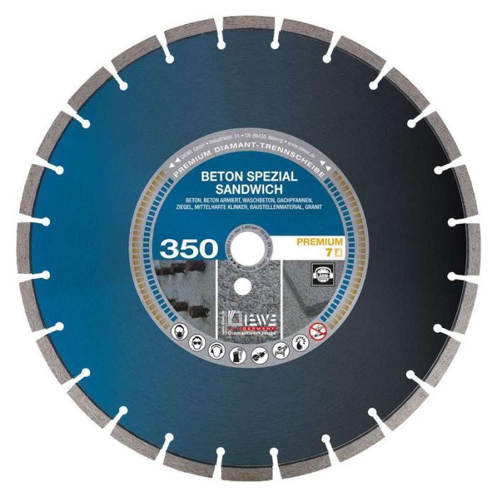 Diewe - Disc diamantat Beton Spezial Sandwich, Ø230x22.23mm, pentru Beton armat, Beton, materiale constructii [SQ-24103]