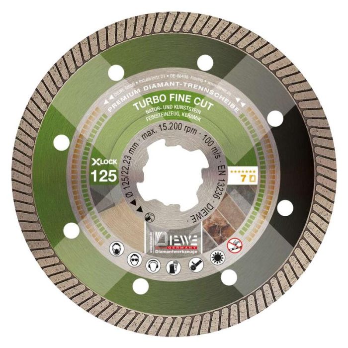 Diewe - Disc diamantat Turbo Fine Cut X-Lock, Ø115mm, prindere X-LOCK [SQ-96103]