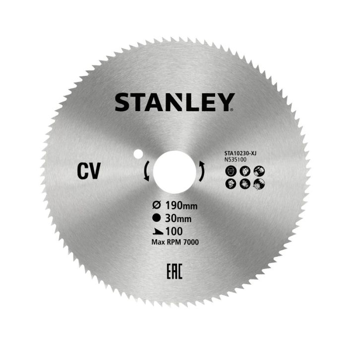 Stanley - Disc din otel pentru fierastrau circular, de 190x30mm, 100 dinti [STA10230-XJ]