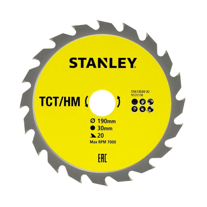 STANLEY - Panza fierastrau circular TCT/HM pentru lemn 190x30mm, 20 dinti [STA13030-XJ]