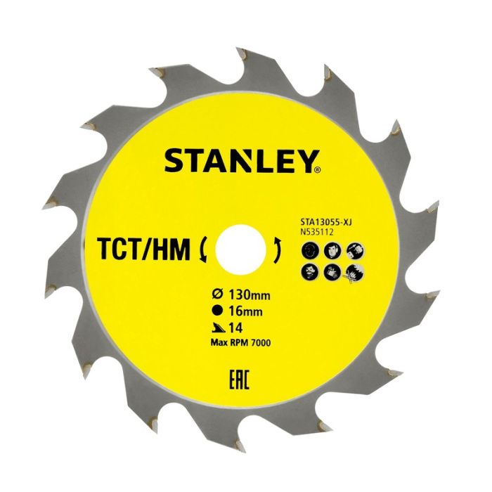 STANLEY - Panza fierastrau circular TCT/HM pentru lemn 130x16mm, 14 dinti [STA13055-XJ]