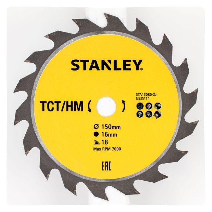 STANLEY - Panza fierastrau circular TCT/HM pentru lemn 150x16mm, 18 dinti [STA13080-XJ]