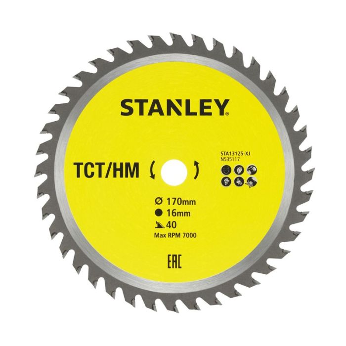 STANLEY - Panza fierastrau circular TCT/HM pentru lemn 170x16mm, 40 dinti [STA13125-XJ]