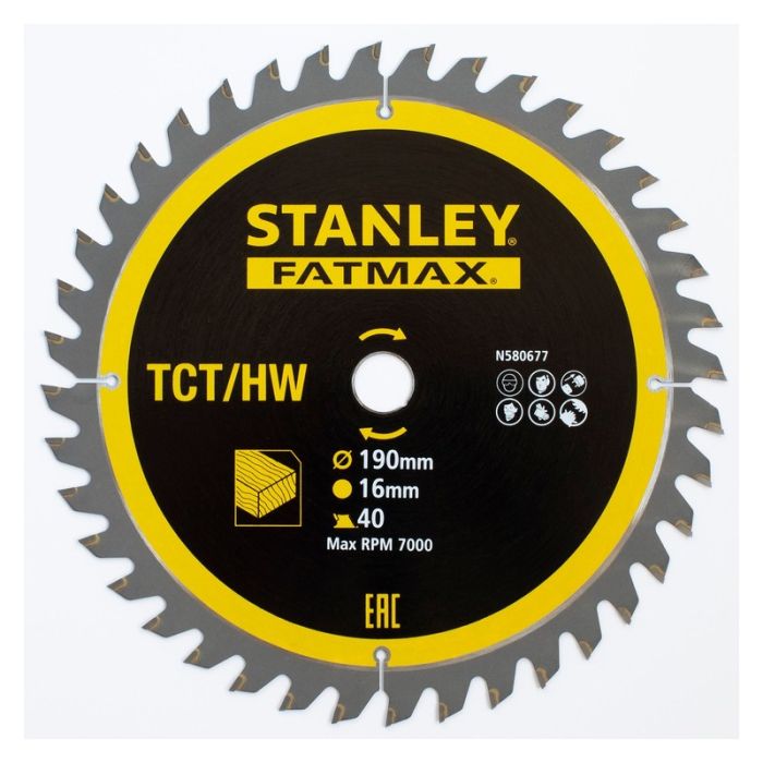 STANLEY - Panza fierastrau circular TCT FatMax, 190x16mm, 40 dinti [STA13365-XJ]