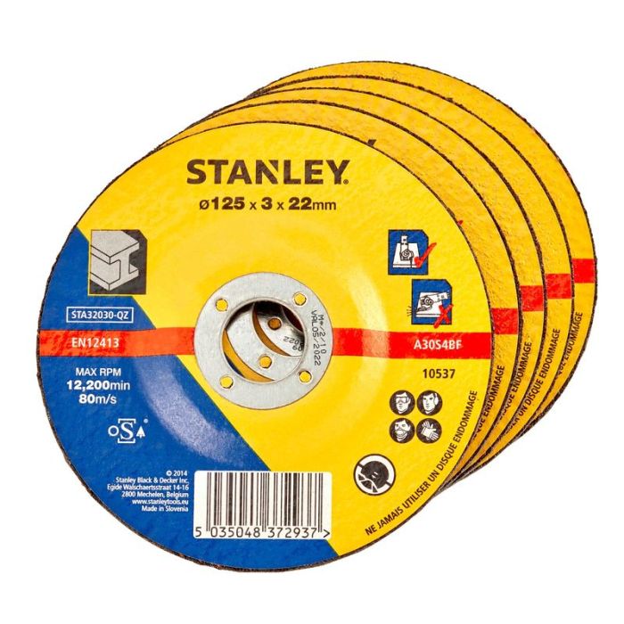 STANLEY - Disc abraziv pentru taiere metale 125x22.23x3mm, 5 bucati [STA32033-QZ]