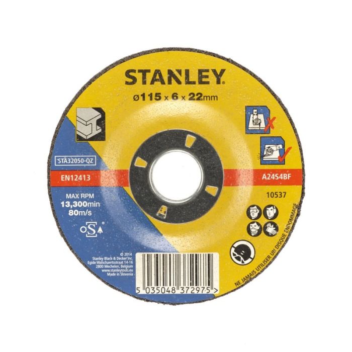 STANLEY - Disc abraziv cu degajare pentru polizare metale 115x22.23x6mm [STA32050-QZ]