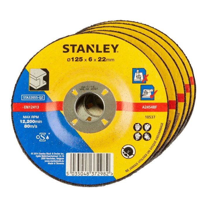 STANLEY - Disc abraziv cu degajare pentru polizare metale 125x22.23x6mm [STA32055-QZ]