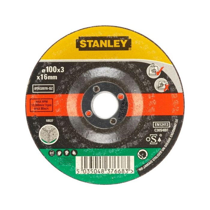 STANLEY - Disc abraziv cu degajare pentru taiere piatra/ciment 100x16x3.2mm [STA32070-QZ]