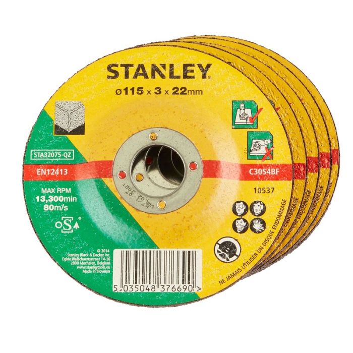 STANLEY - Disc abraziv cu degajare pentru taiere piatra/ciment 115x22.23x3.2mm [STA32075-QZ]