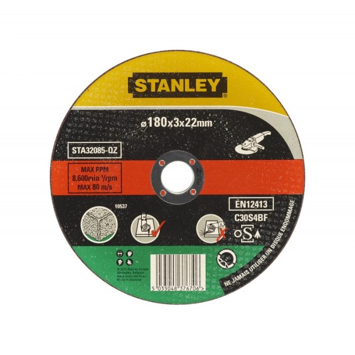 STANLEY - Disc abraziv pentru taiere piatra/beton, 180x22.23x3.2mm [STA32085-QZ]