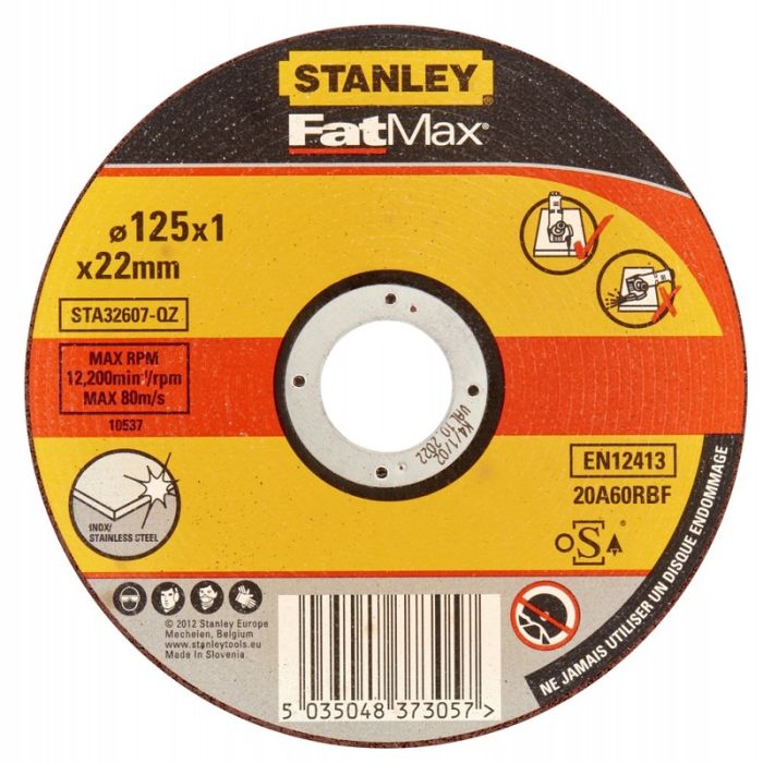 STANLEY - Disc abraziv drept FatMax pentru taiere inox, 125x22.23x1mm [STA32607-QZ]