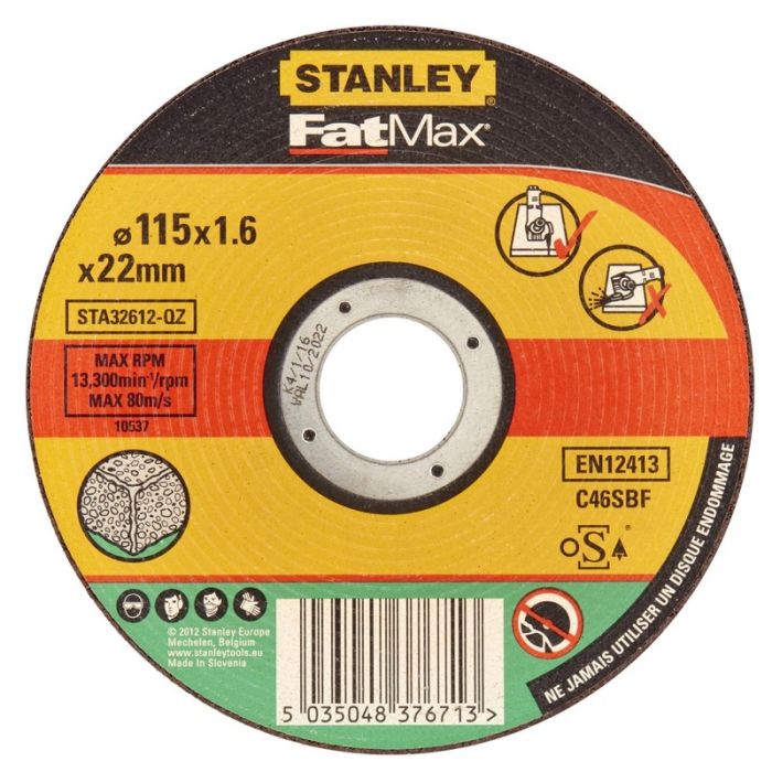 STANLEY - Disc abraziv FatMax pentru taiere beton, 115x22.23x1.6mm [STA32612-QZ]