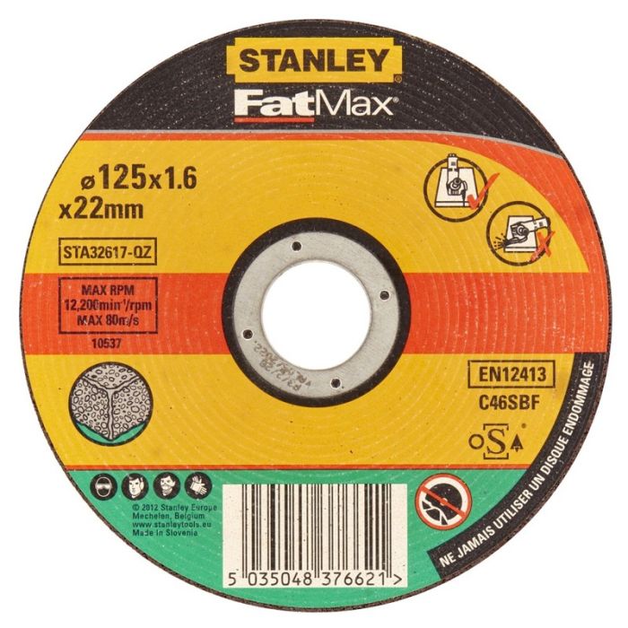 STANLEY - Disc abraziv pentru taiere piatra/beton, 125x22.23x1.6mm [STA32617-QZ]