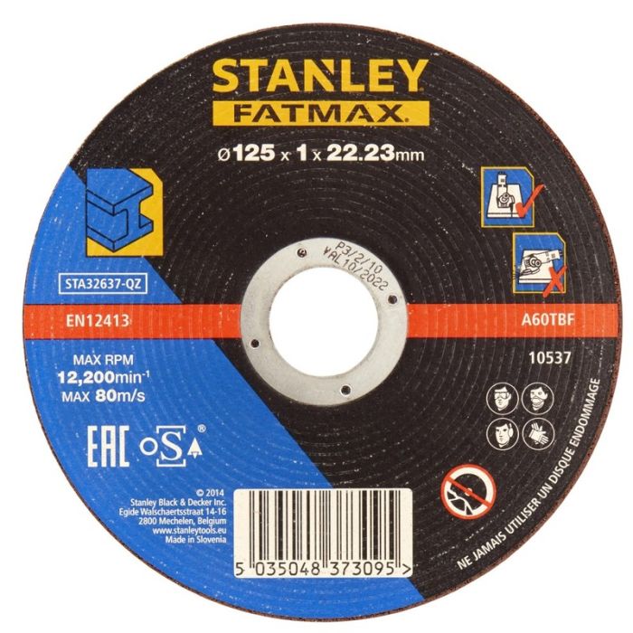 STANLEY - Disc abraziv drept FatMax pentru taiere metale, 125x22.23x1.0mm [STA32637-QZ]