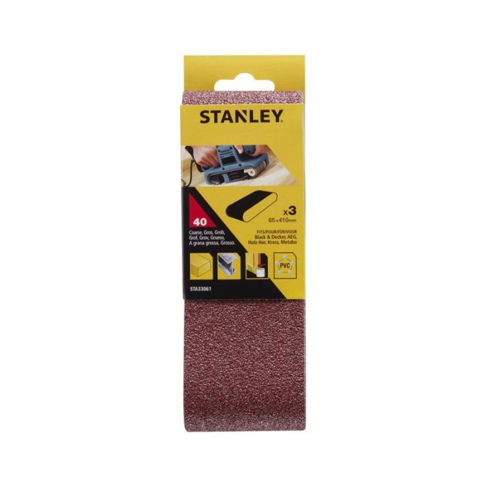 STANLEY - Benzi abrazive pentru slefuit 65x410mm, P40, 3 bucati [STA33061-XJ]