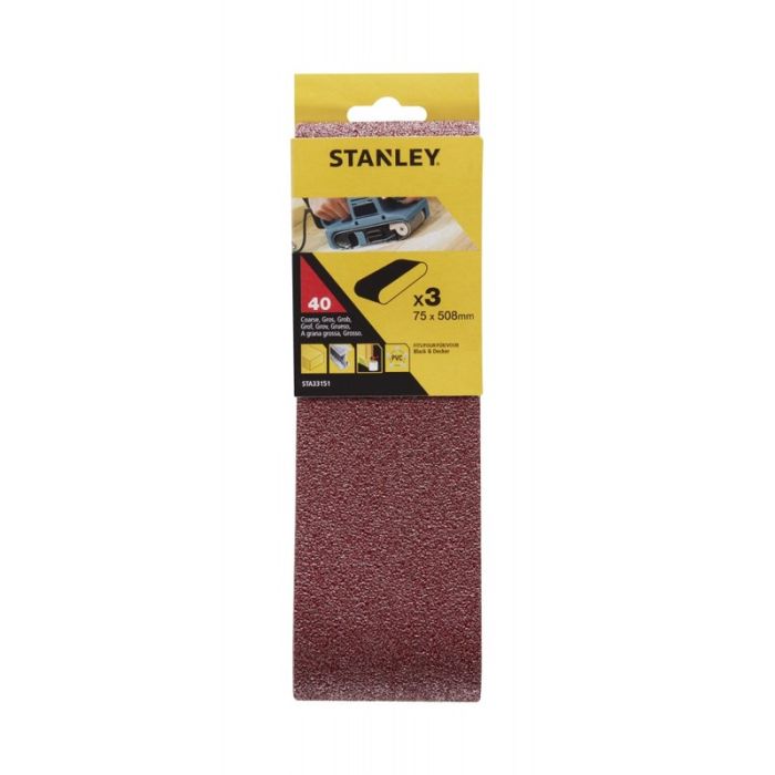 STANLEY - Benzi abrazive pentru slefuit 75x510mm, P40, 3 bucati [STA33151-XJ]