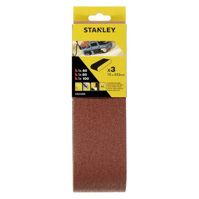 Stanley - Benzi abrazive pentru slefuit, 75 x 533mm, 1x P60, 1x P80, 1x P100 [STA33206-XJ]