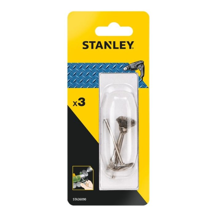 Stanley - Perii sarma impletita tip cupa cu tija pentru metale, 3 piese [STA36090-XJ]