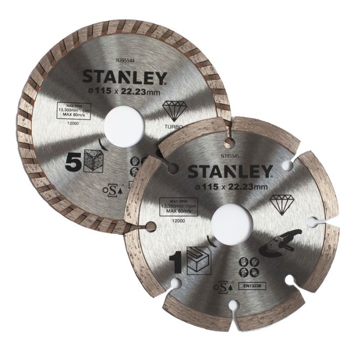 STANLEY - Disc diamantat segmentat pentru beton, caramida, 115x22.23mm, 2 bucati [STA38080-XJ]