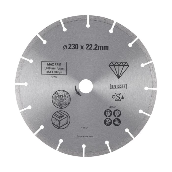 STANLEY - Disc diamantat segmentat pentru beton/caramida 230x22.2mm [STA38142-XJ]