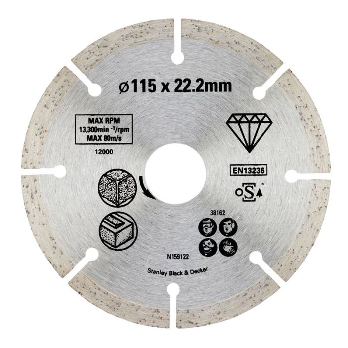 STANLEY - Disc diamantat segmentat pentru piatra 115x22.2mm [STA38162-XJ]